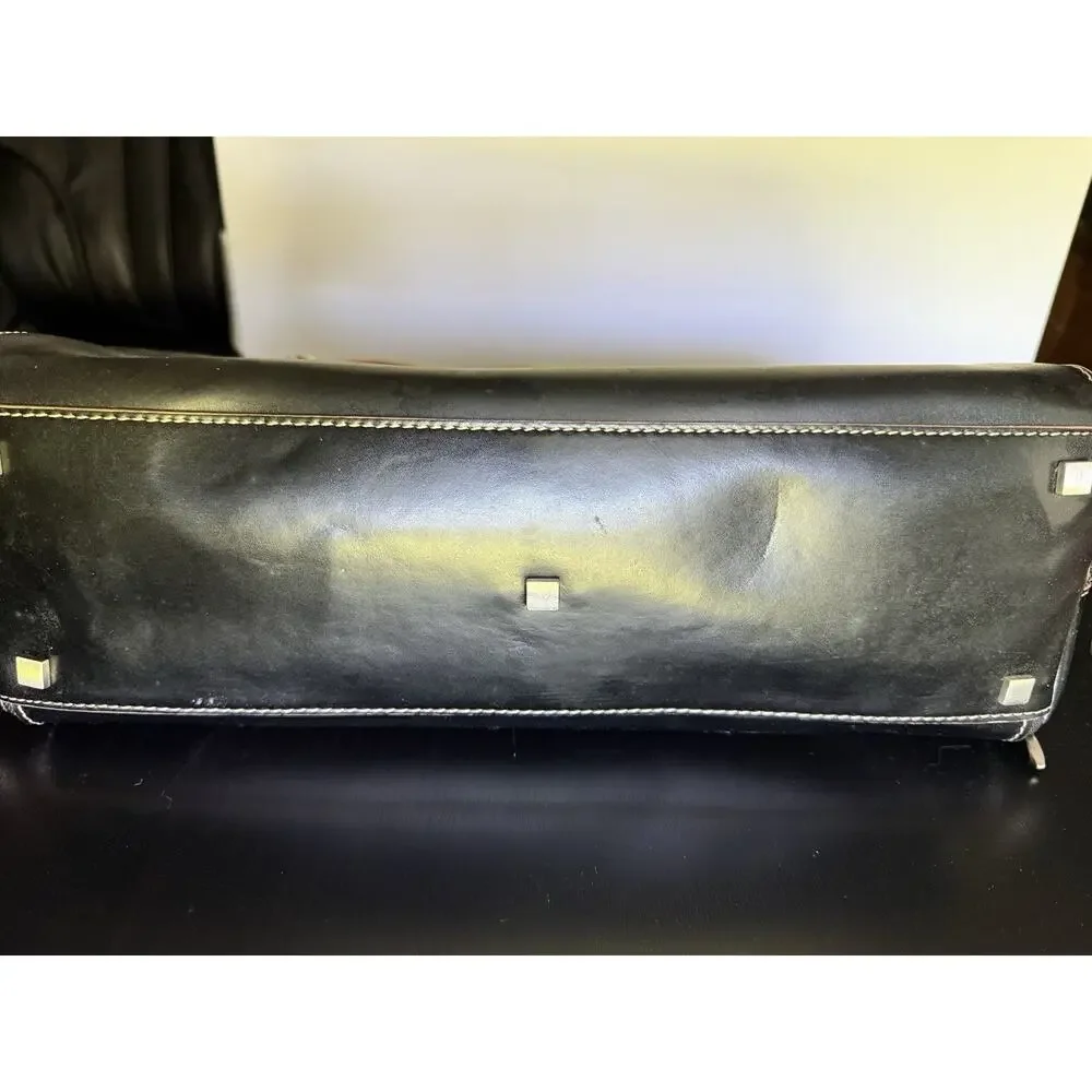 Vintage Franklin Covey Black Leather Laptop Briefcase 720455 Detachable Case